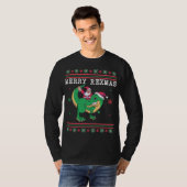 Dinosaur Santa T-Rex Ugly KerstSweater T-shirt (Voorkant volledig)