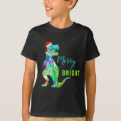 Dinosaur Santa T-Rex Vrolijk en helder citaat T-shirt (Voorkant)