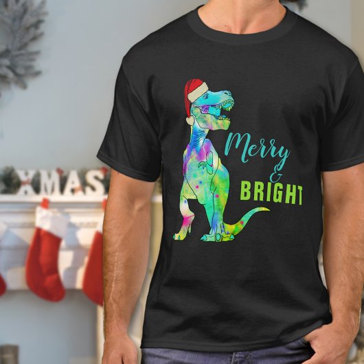 Dinosaur Santa T-Rex Vrolijk en helder citaat T-shirt