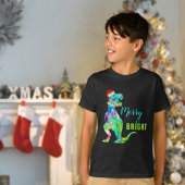 Dinosaur Santa T-Rex Vrolijk en helder citaat T-shirt