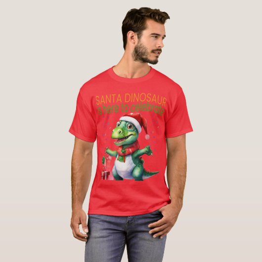 Dinosaur Santa T-shirt (Voorkant volledig)