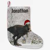Dinosaur Santa Tyrannosaurus T-rex Naam Winter Kleine Kerstsok (Voorkant)