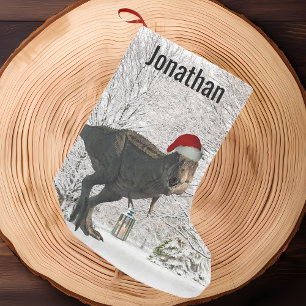 Dinosaur Santa Tyrannosaurus T-rex Naam Winter Kleine Kerstsok