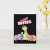 Dinosaur Say Happy Easter Premium Tri-blend  Kaart (Gele Bloem)