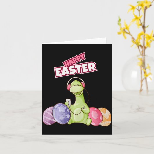 Dinosaur Say Happy Easter Premium Tri-blend  Kaart (Gele Bloem)