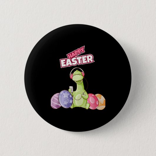 Dinosaur Say Happy Easter Premium Tri-blend Ronde Button 5,7 Cm (Voorkant)