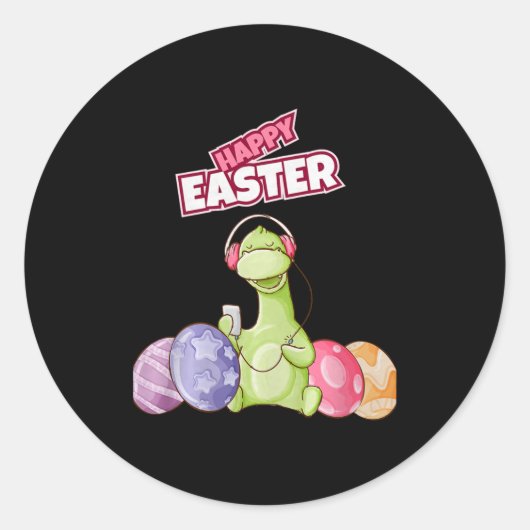Dinosaur Say Happy Easter Premium Tri-blend Ronde Sticker (Voorkant)