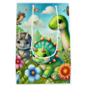 Dinosaur schattig medium cadeauzakje (Achterkant)