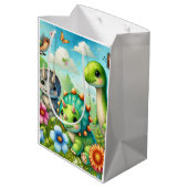 Dinosaur schattig medium cadeauzakje (Achterkant Gekanteld)