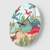 Dinosaur schattig prehistorisch oerwoud kinder can grote klok (Hoek)