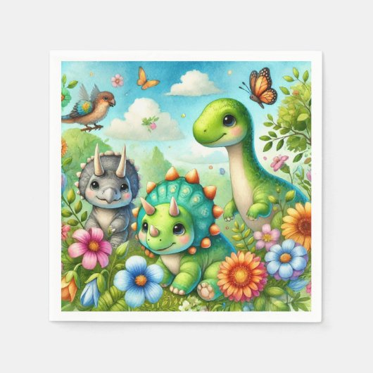 Dinosaur schattig servet (Voorkant)