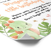 Dinosaur Schattige Boy Verjaardagsfeest Tijd Capsu Poster (Hoek)