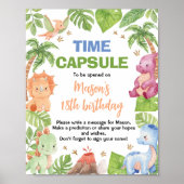 Dinosaur Schattige Boy Verjaardagsfeest Tijd Capsu Poster (Voorkant)