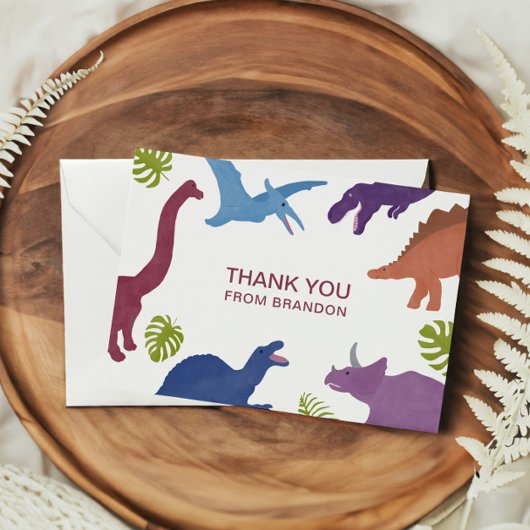 Dinosaur Schattige Dino Kind Verjaardagsfeest Bedankkaart