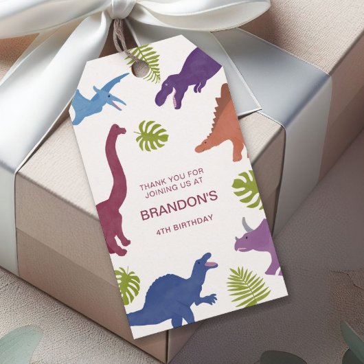 Dinosaur Schattige Dino Kind Verjaardagsfeest Cadeaulabel
