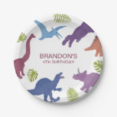 Dinosaur Schattige Dino Kind Verjaardagsfeest Papieren Bordje (Voorkant)