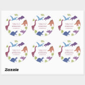 Dinosaur Schattige Dino Kind Verjaardagsfeest Ronde Sticker (Vel)