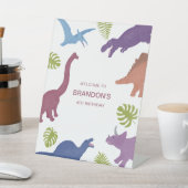Dinosaur Schattige Dino Kind Verjaardagsfeest Welk Reclamebord Met Voetstuk (Insitu)