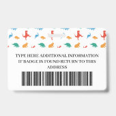 Dinosaur Schattige Fun Teacher Badge (Achterkant)