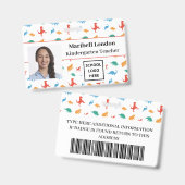 Dinosaur Schattige Fun Teacher Badge (Voor- en achterkant)