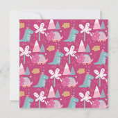 Dinosaur schattige moderne roze Birthday Party Kaart (Achterkant)