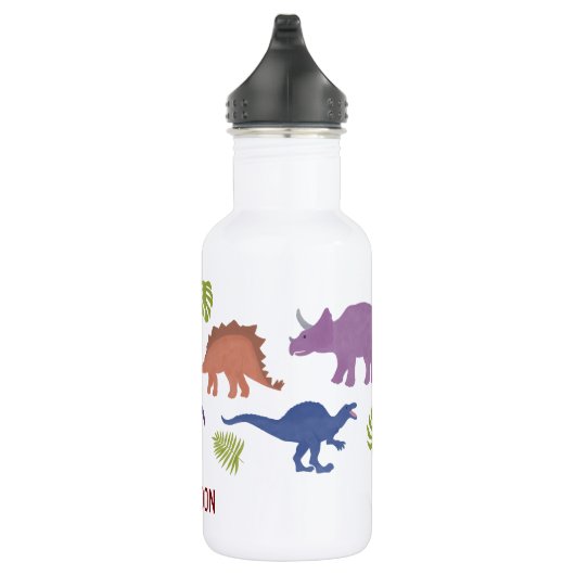 Dinosaur Schattigee Dino Kind Kind Gepersonaliseer Waterfles (Rechts)