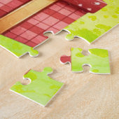 Dinosaur Schattigee Groene Kinderen Kerst Puzzel (Zijkant)