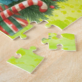 Dinosaur Schattigee Groene Kinderen Kerst Puzzel Legpuzzel (Zijkant)