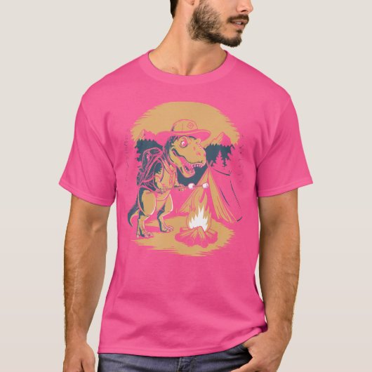 Dinosaur Scouting Camping voor Jongens Meisjes T-shirt (Voorkant)