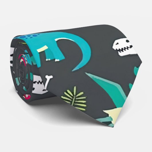 Dinosaur Seamless Pattern, Dinosaur Seamless Patte Stropdas (Opgerold)