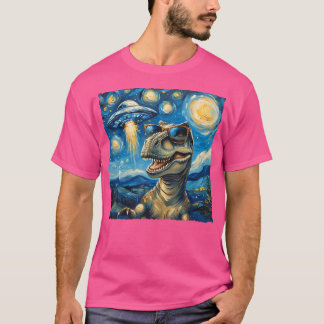 Dinosaur Selfie Van Gogh Style Sterrennacht Alien T-shirt