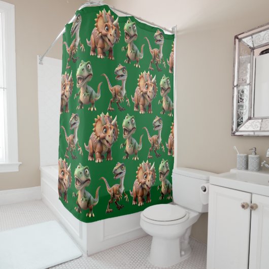 Dinosaur Shower Curtain Douchegordijn (In situ)