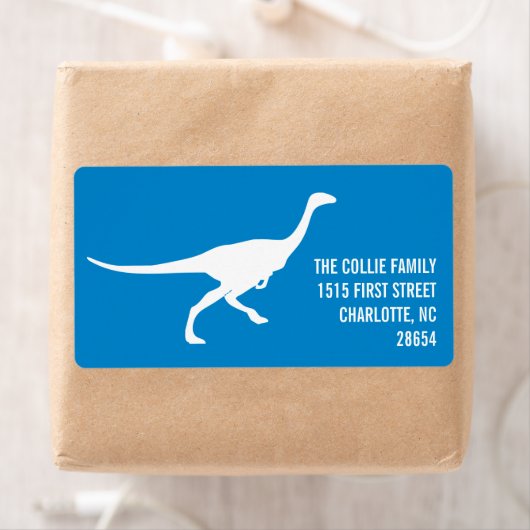 Dinosaur Silhouet Aangepaste kleur Adreslabel Etiket (Insitu)