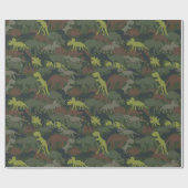 Dinosaur Silhouette Camouflaged Birthday Gift Cadeaupapier (Vlak)