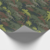 Dinosaur Silhouette Camouflaged Birthday Gift Cadeaupapier (Hoek)