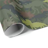 Dinosaur Silhouette Camouflaged Birthday Gift Cadeaupapier (Rol Hoek)