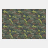 Dinosaur Silhouette Camouflaged Birthday Gift Inpakpapier Vel (Voorkant)