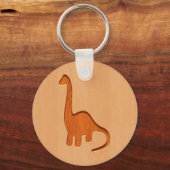 Dinosaur silhouette, gegraveerd op houten ontwerpe sleutelhanger (Voorkant)