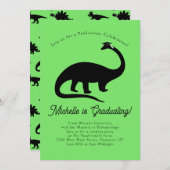 Dinosaur Silhouette Graduation Party Kaart (Voorkant / Achterkant)