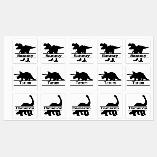 Dinosaur Silhouette Persoonlijke Names Labels (Vel)