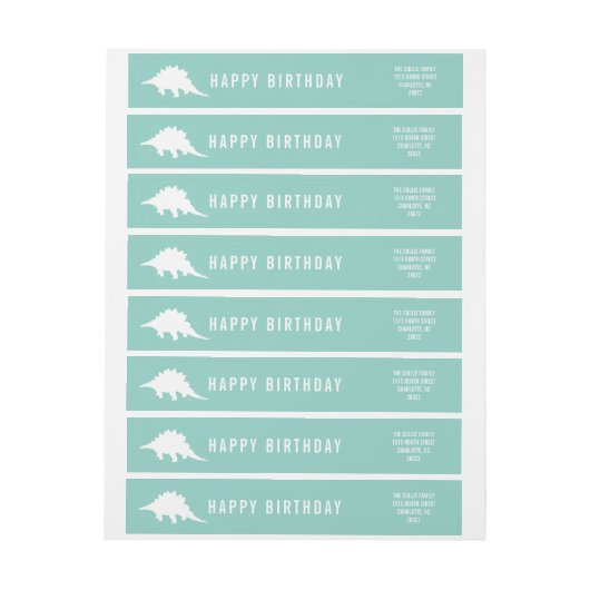 Dinosaur Silhouette Stegosaurus Adres Etiket (Vel)