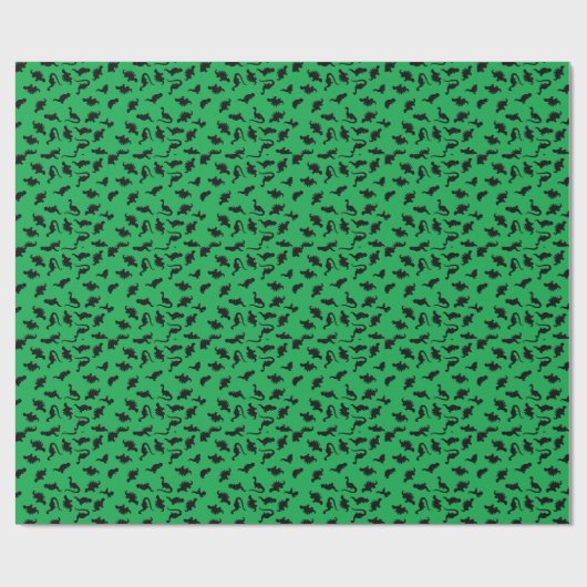 Dinosaur Silhouettes over Green Cute Gift Wrap Cadeaupapier (Vlak)