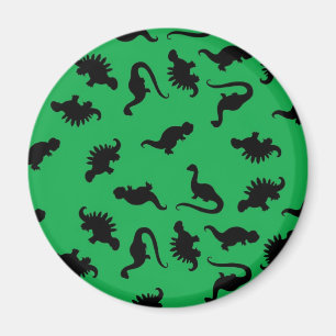 Dinosaur Silhouettes over Groene Achtergrondpatroo Magneet