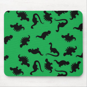 Dinosaur Silhouettes over Groene Achtergrondpatroo Muismat