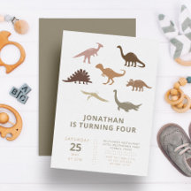 Dinosaur Simple Minimalist Boy Birthday Party
