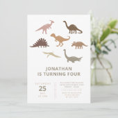 Dinosaur Simple Minimalist Boy Birthday Party Kaart (Staand voorkant)