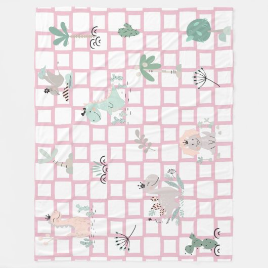 Dinosaur Simple Scandinavian Child Design Fleece Deken (Voorkant)