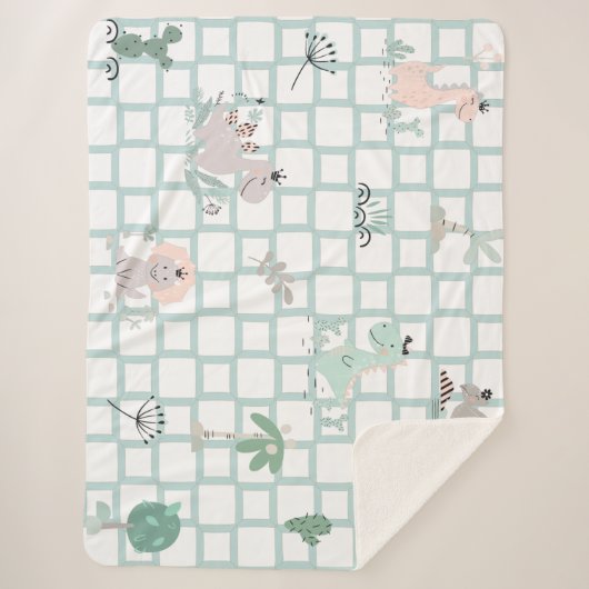 Dinosaur Simple Scandinavian Child Design Sherpa Deken (Voorkant)