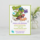 Dinosaur Skateboard Freestyle Verjaardag Kaart (Staand voorkant)