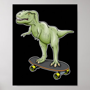 Dinosaur Skateboarding T-rex Dino Dinosaur  Poster